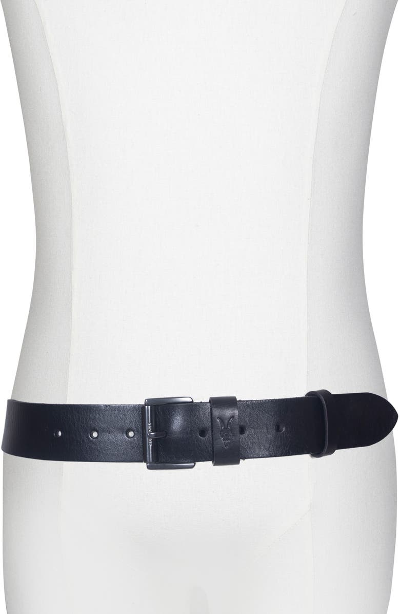 AllSaints Distressed Milled Leather Belt, Alternate, color, Black