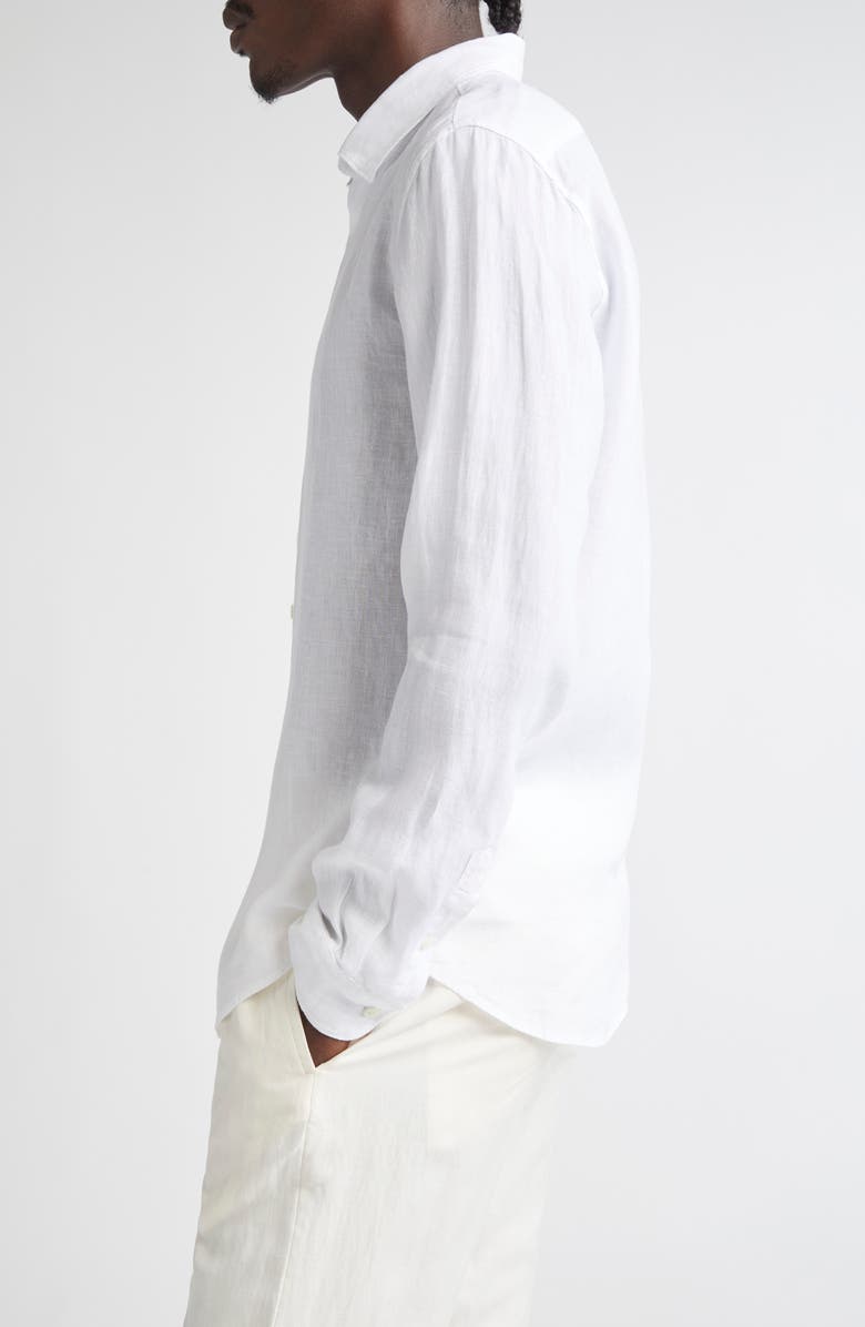 Sunspel Long Sleeve Linen Button-Up Shirt, Alternate, color, White