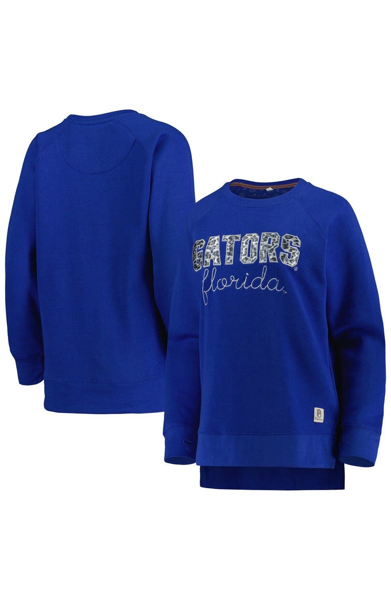 PRESSBOX Women's Pressbox Royal Florida Gators Steamboat Animal Print Raglan Pullover Sweatshirt, Alternate, color,