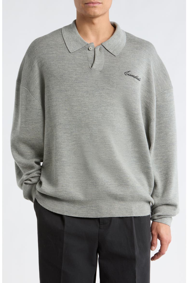 Signature '90s Merino Wool Polo Sweater, Main, color, CONCRETE HEATHER
