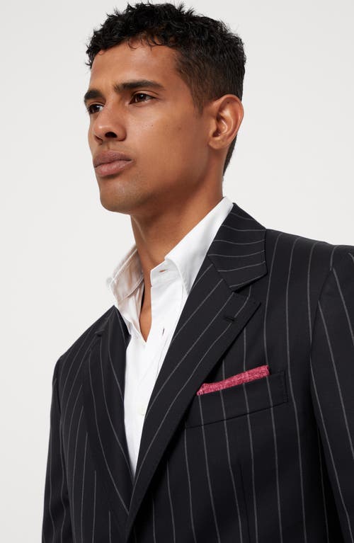Brunello Cucinelli Wide Chalk Stripe Blazer In Black