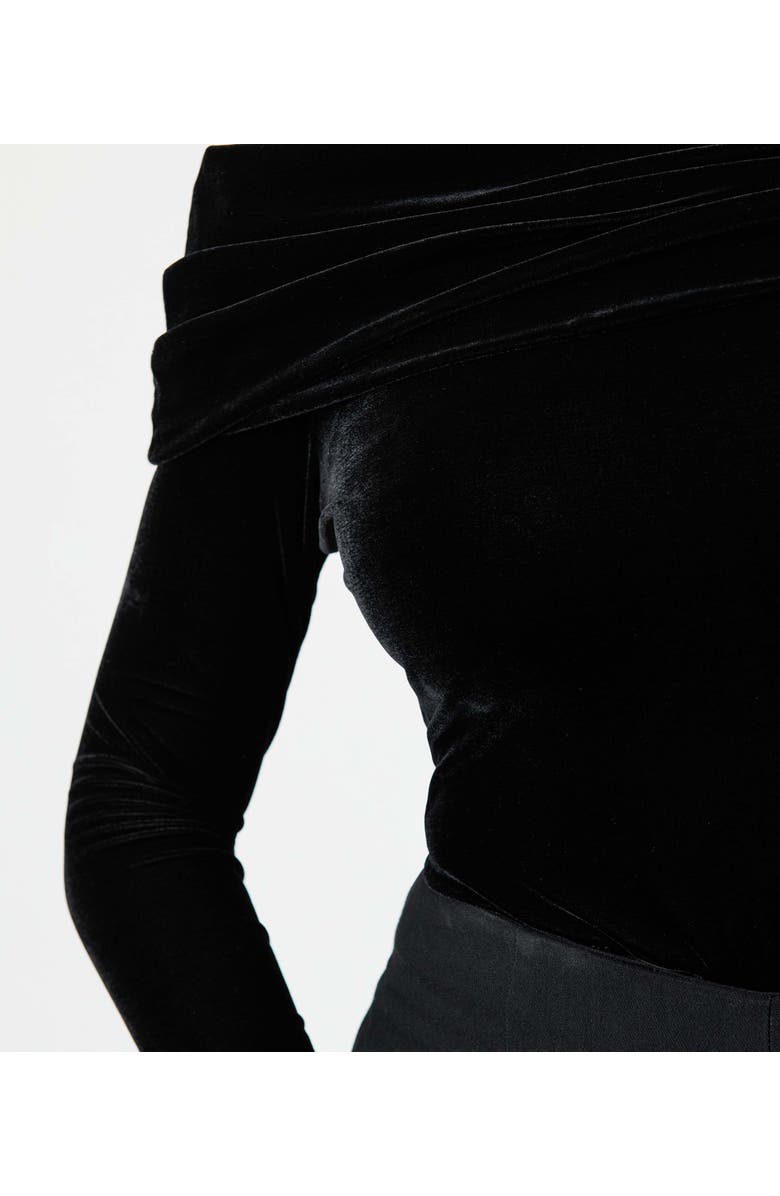 Unique Vintage Fold Shoulder Long Sleeve Knit Top, Alternate, color, Black