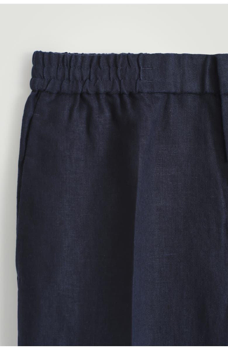 COS Elasticated Linen Shorts, Alternate, color, Blue