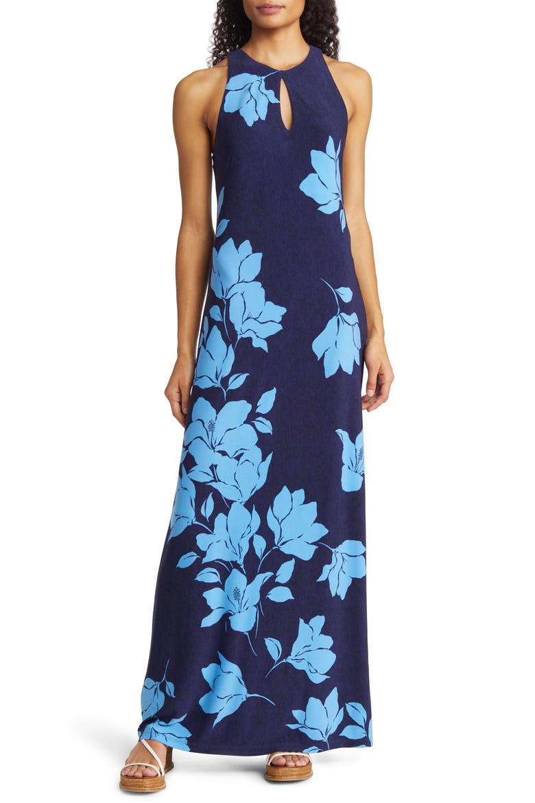 Jasmina Pacific Petals Floral Maxi Dress, Main, color, ISLAND NAVY