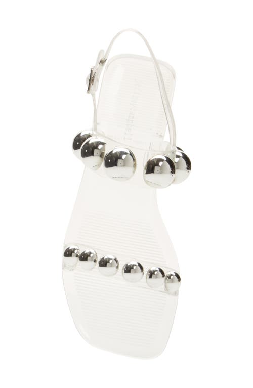 Jeffrey Campbell Gum-drop Studded Flat Jelly Sandals In Clear Silver