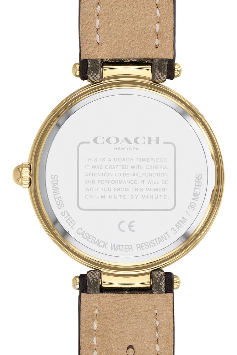 Park Logo Jaquard Leather Strap Watch, 34mm, Alternate, color, GOLD