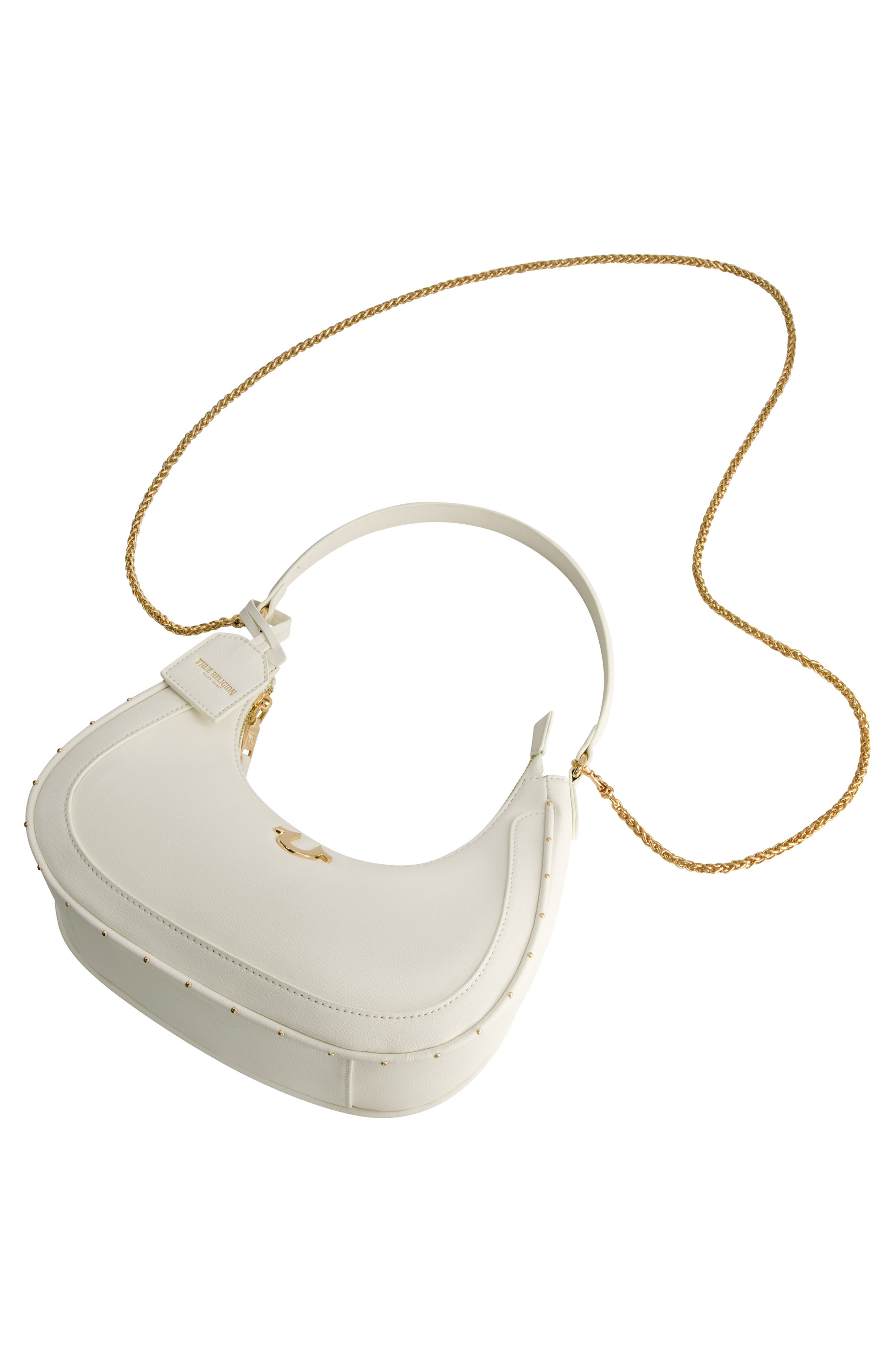 Zip Top Crescent Hobo Bag, Alternate, color, WHITE