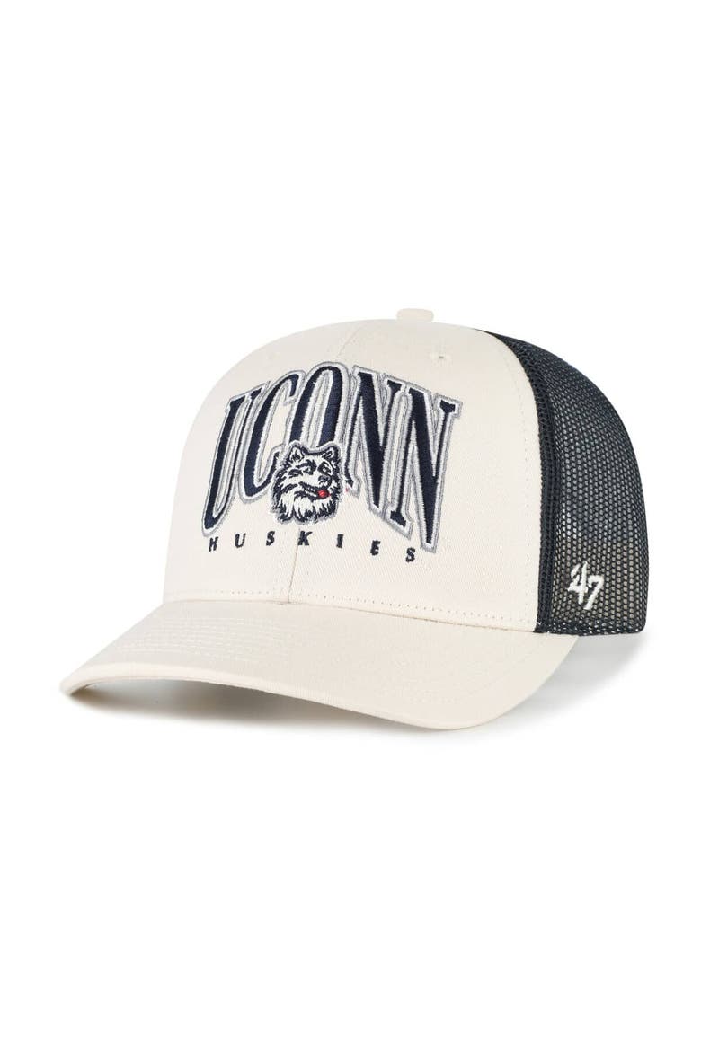 Men's '47  Natural UConn Huskies Drawbridge Trucker Adjustable Hat, Main, color, Natural