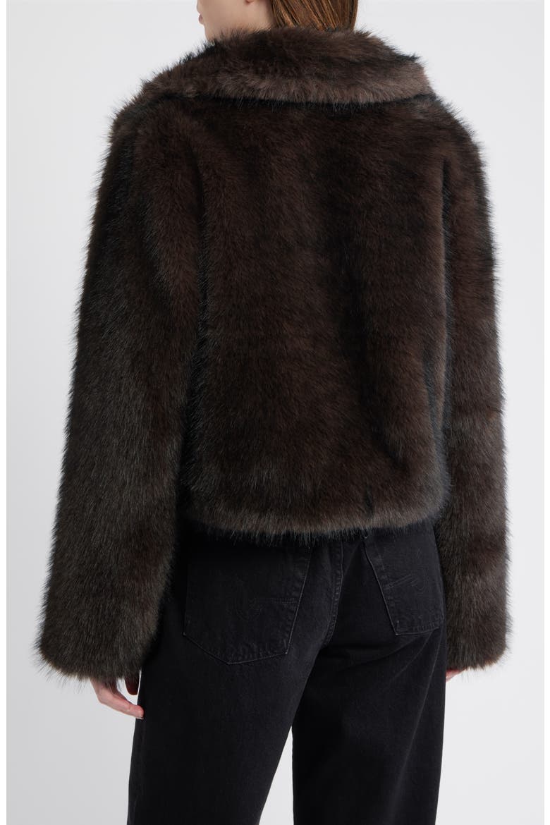 Short Faux Fur Coat, Alternate, color, DARK BROWN