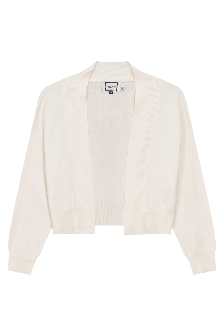 Cropped Knit Open Front Long Sleeve Cardigan, Main, color, Cream