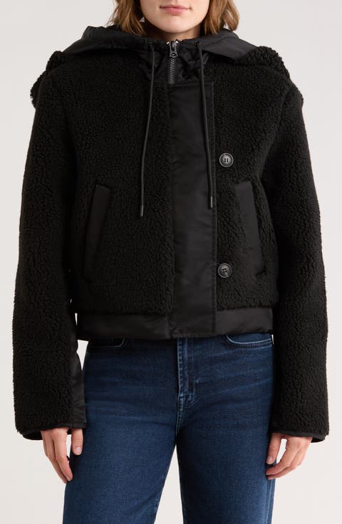 Faux Shearling Hooded Cropped Jacket