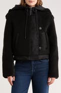Hudson Jeans Faux Shearling Hooded Cropped Jacket