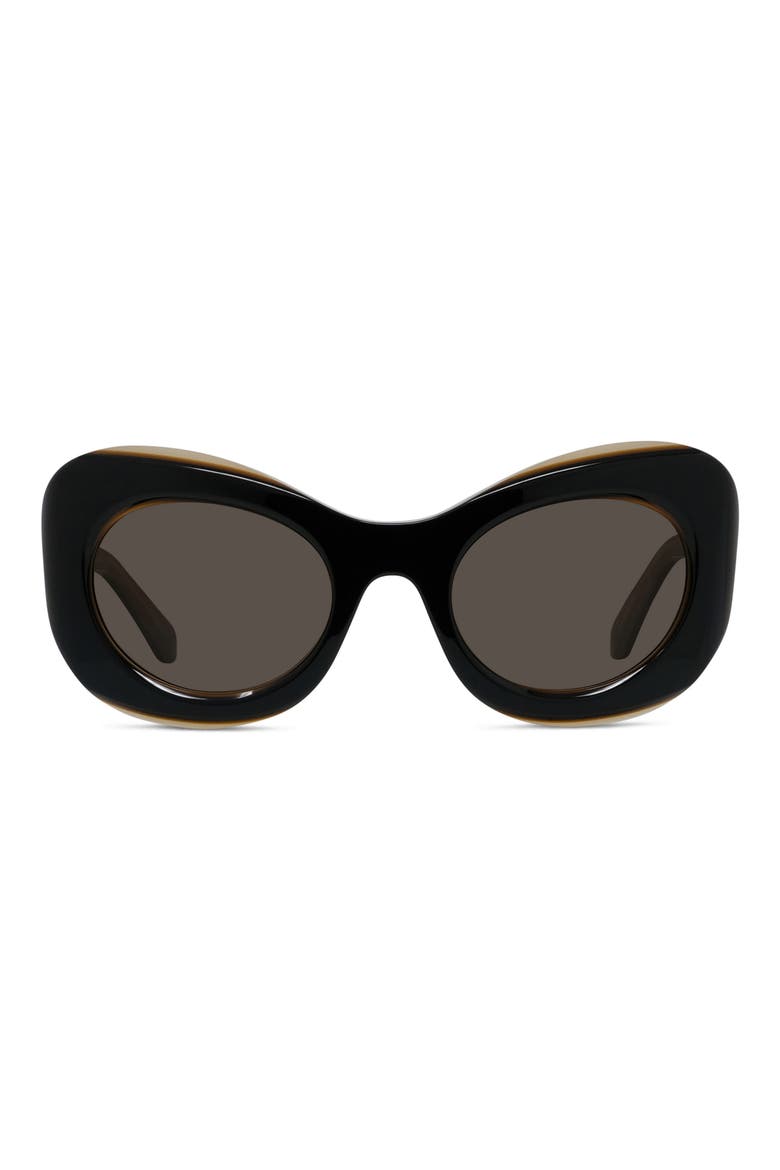 Signature 52mm Cat Eye Sunglasses, Main, color, SHINY BLACK / BROWN