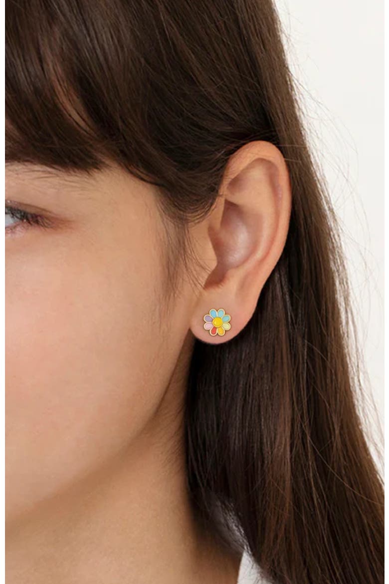 Rainbow Daisy Plated Earrings, Alternate, color, Multi-Color