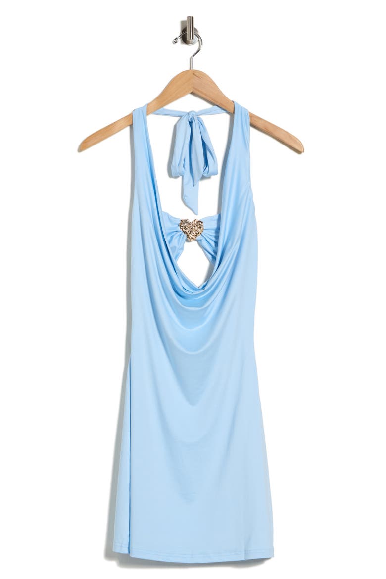 Minidress Plunge Halter Aspena, Main, color, BLUE