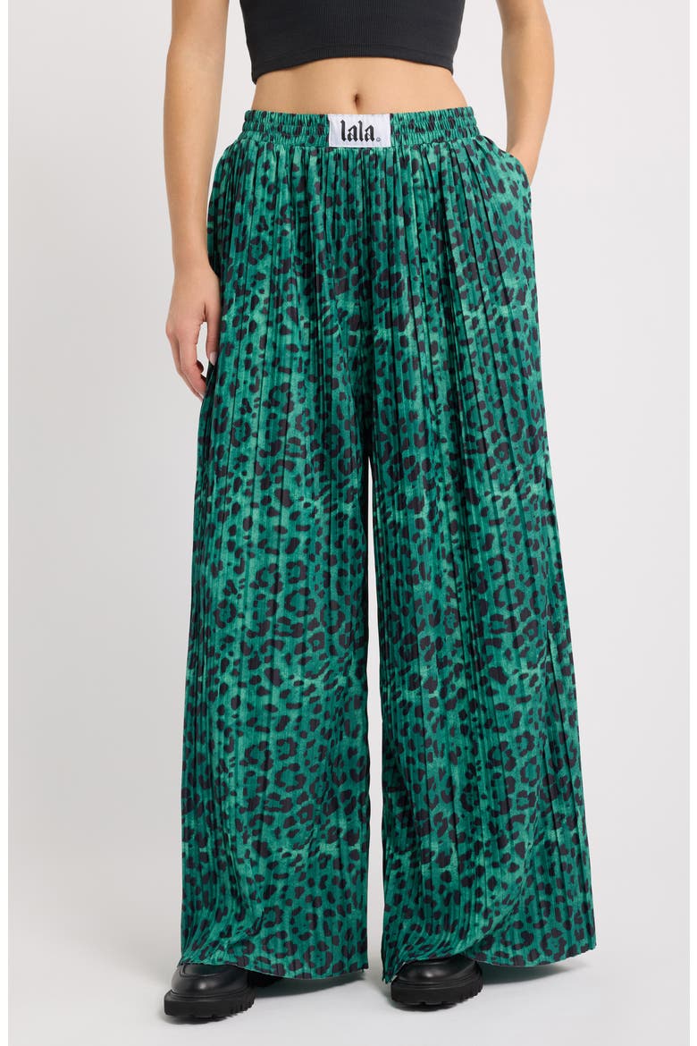 Total Knock Out Pleated Wide Leg Pants, Main, color, EMERALD LEOPARD