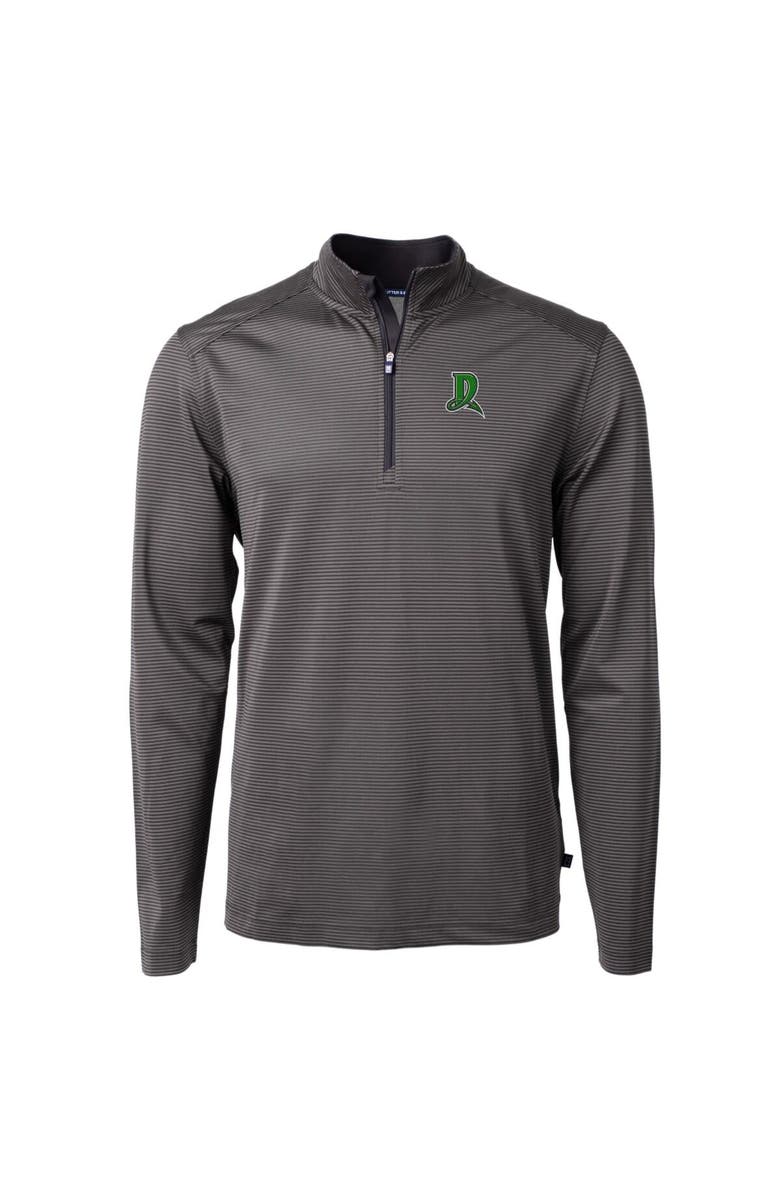 Cutter & Buck Men's Cutter & Buck Black/Gray Dayton Dragons Virtue Eco Pique Micro Stripe Recycled Quarter-Zip Pullover Top, Alternate, color, 