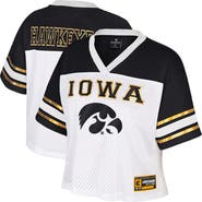 COLOSSEUM Women's Colosseum  White Iowa Hawkeyes Treasure Cropped Football Jersey