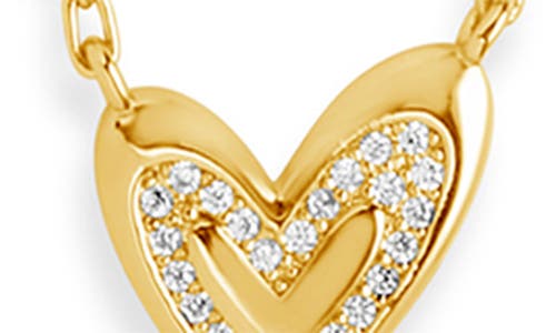 Sterling Forever Mabel Cubic Zirconia Heart Pendant Necklace In Gold