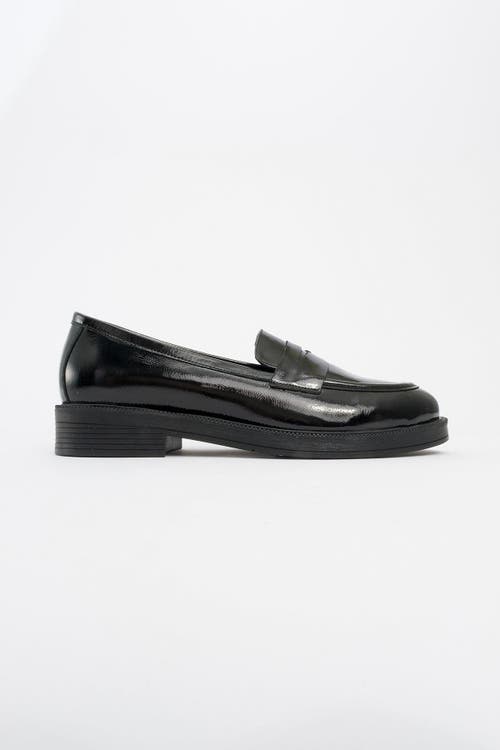 Forever & Always Shoes Bree Platform Penny Leather Loafer In Black Patent Leather