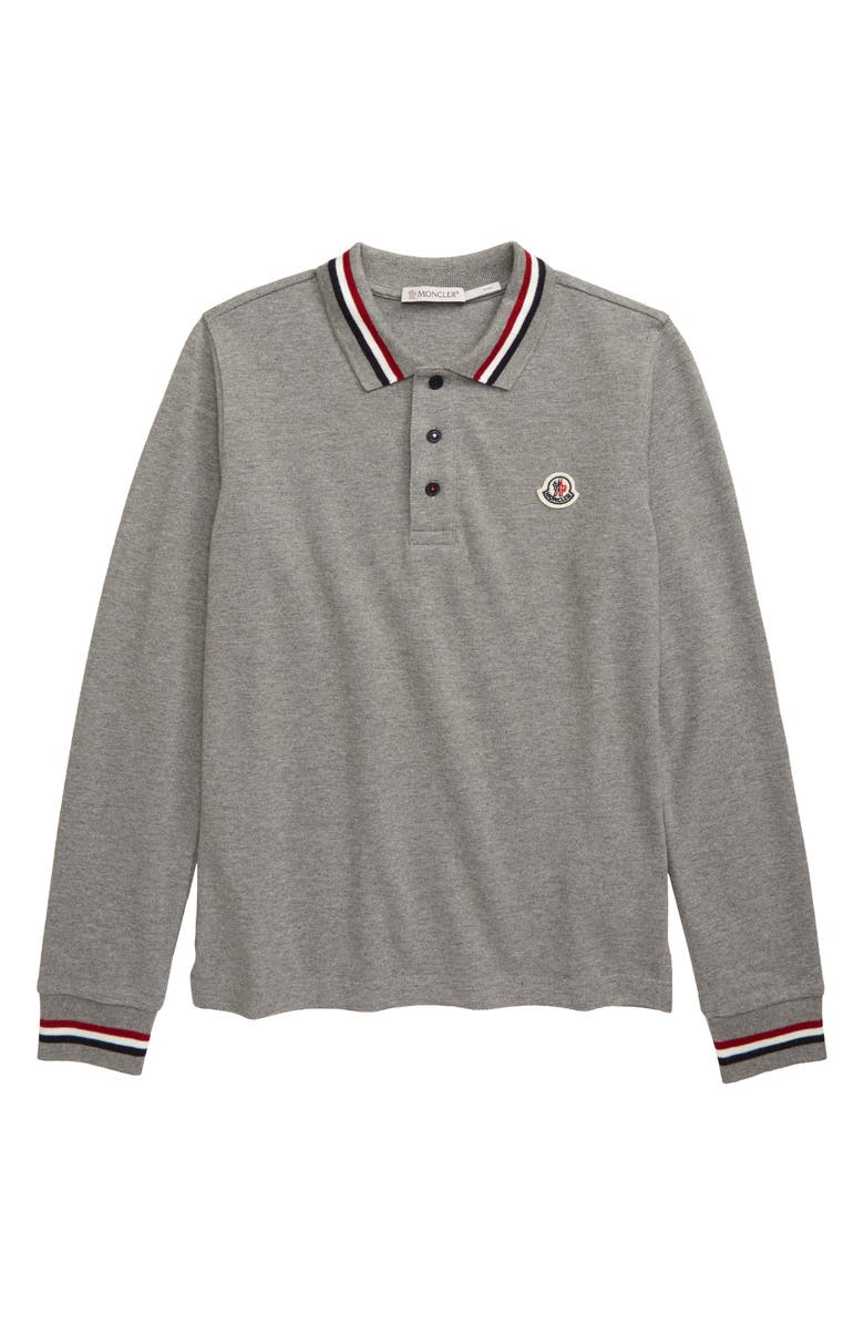 Moncler Piquet Long Sleeve Polo, Main, color,