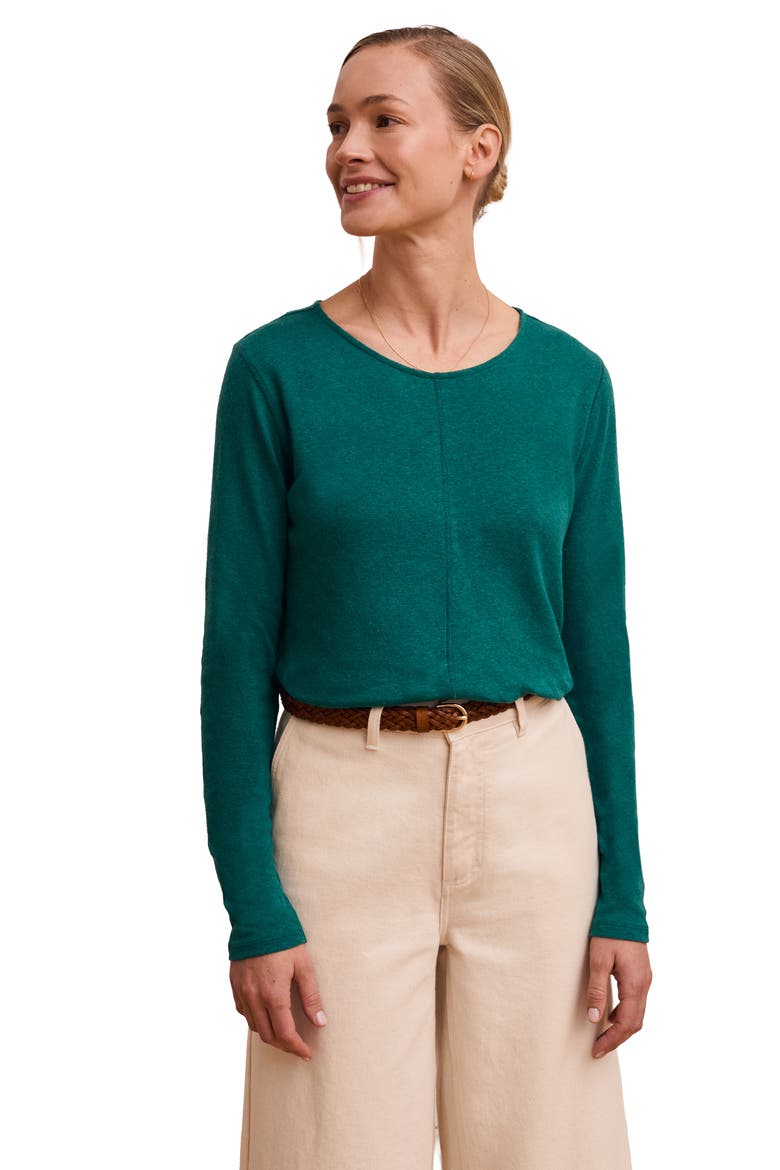 Linen Blend Long Sleeve T-Shirt, Alternate, color, Teal