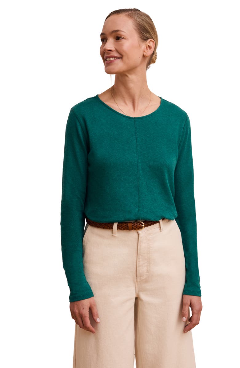 Celtic & Co. Linen Blend Long Sleeve Top, Alternate, color, Teal