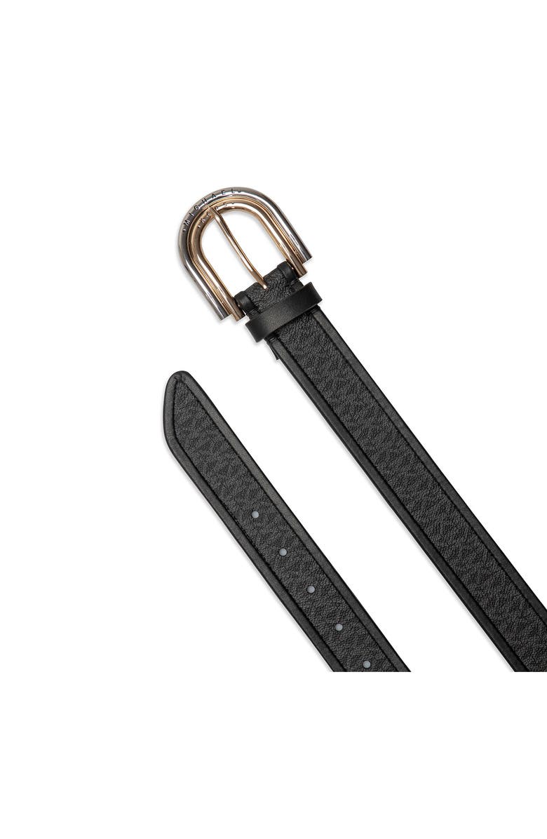 MICHAEL Michael Kors Two-Tone Logo Belt, Alternate, color, Black/ Gold