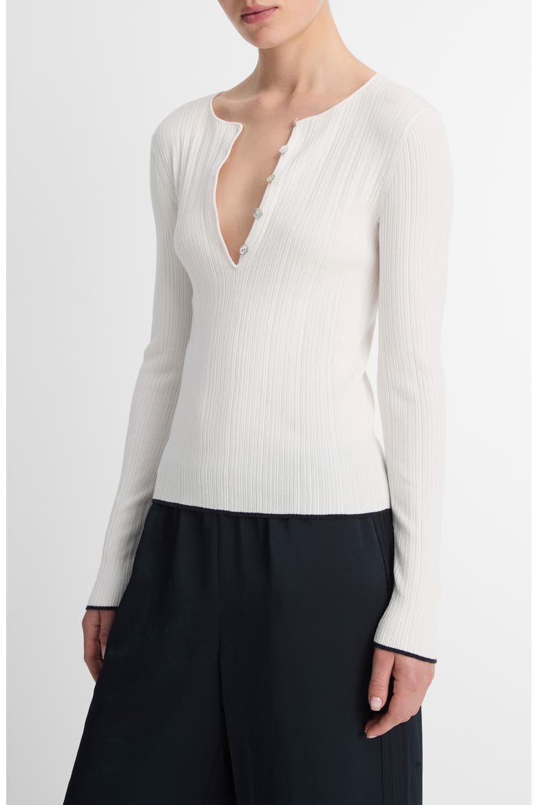 Tipped Edge Rib Henley, Alternate, color, OFF WHITE/DEEP LAKE