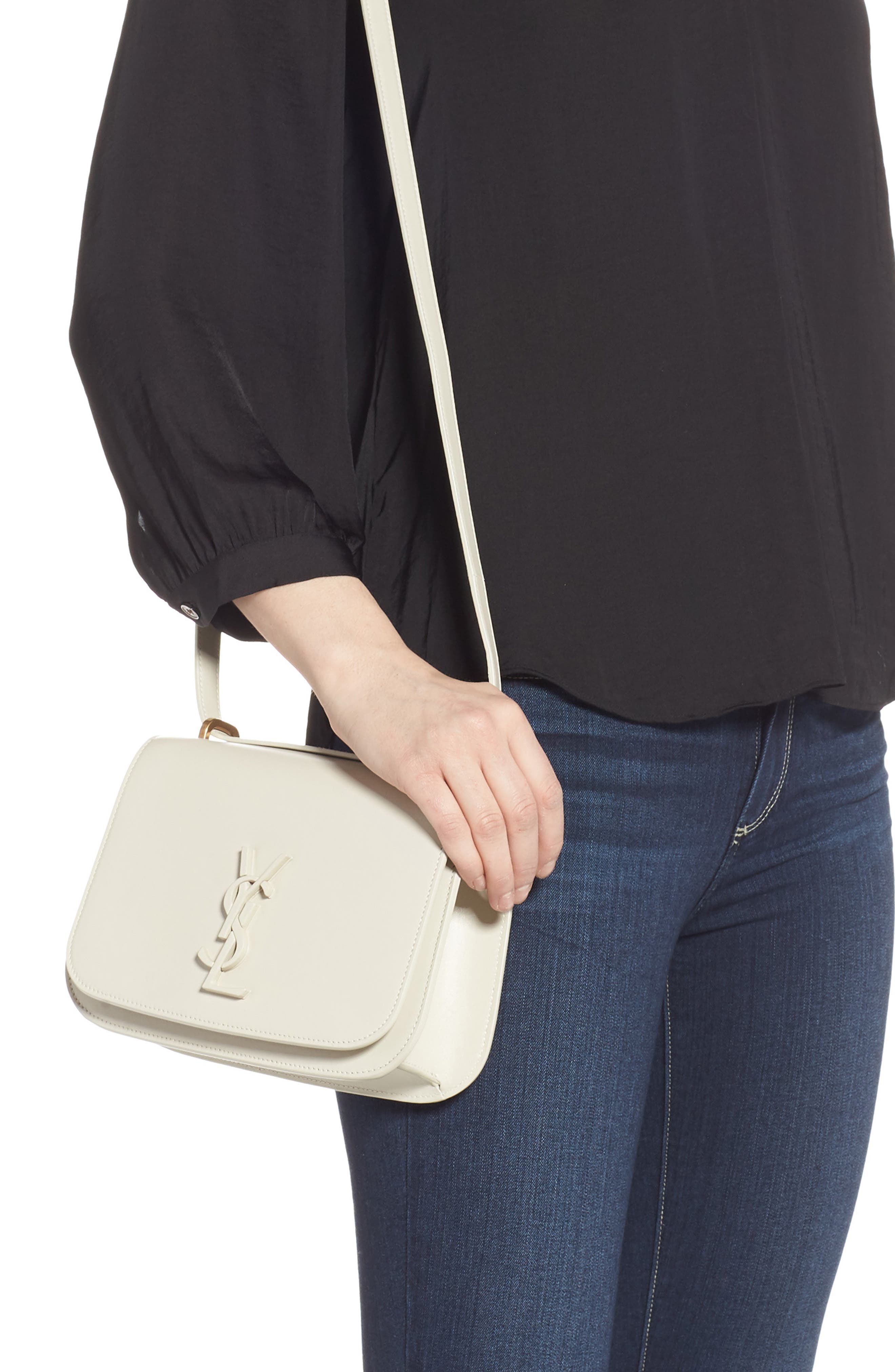 Saint Laurent Spontini YSL Monogram Leather Shoulder Bag, Alternate, color, 