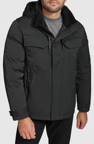Andrew Marc Hooded Utility Down & Feather Fill Jacket