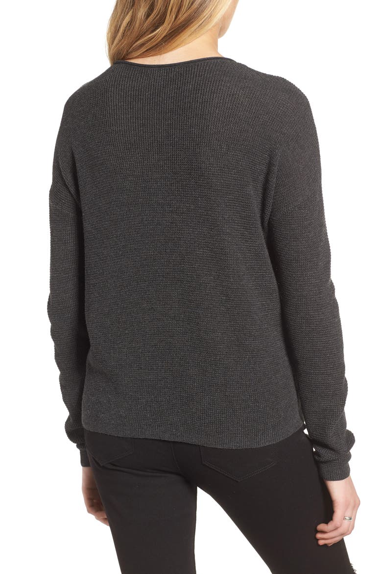 Textured Stitch V-Neck Pullover, Alternate, color, GREY DARK CHARCOAL HEATHER