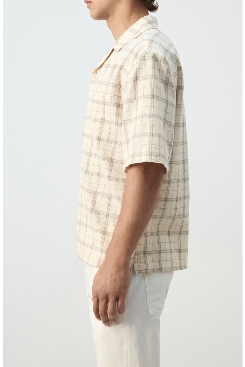 Plaid Short Sleeve Button-Up Shirt, Alternate, color, OFF WHITE