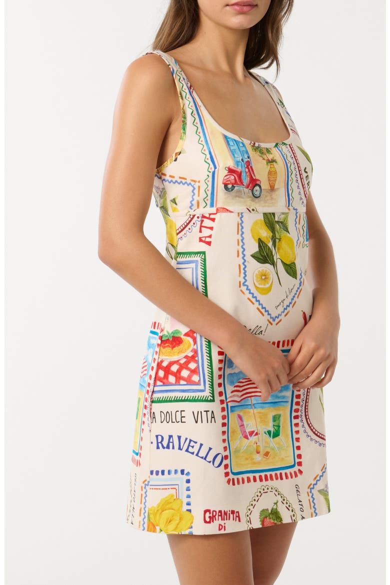 Hadley Cutout Ruched Back Mini Sundress, Alternate, color, AMALFI POSTCARDS