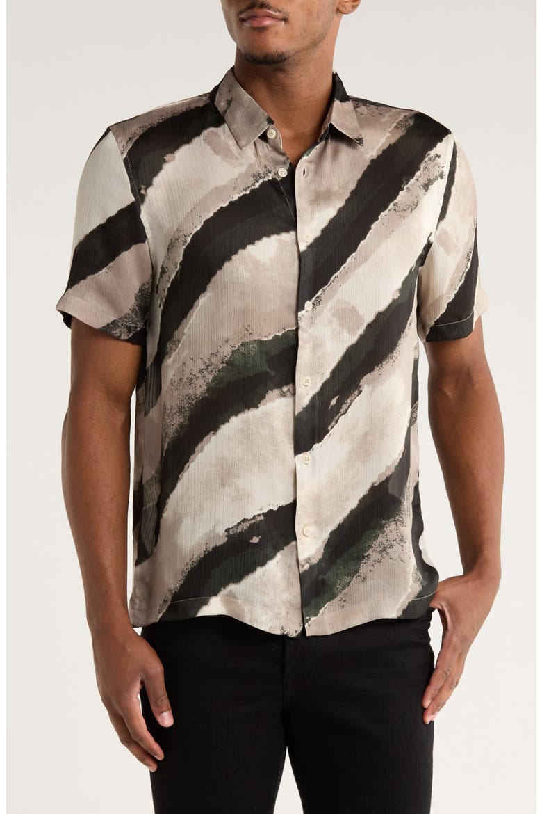Short Sleeve Button-Up Shirt, Main, color, GREYSCALE