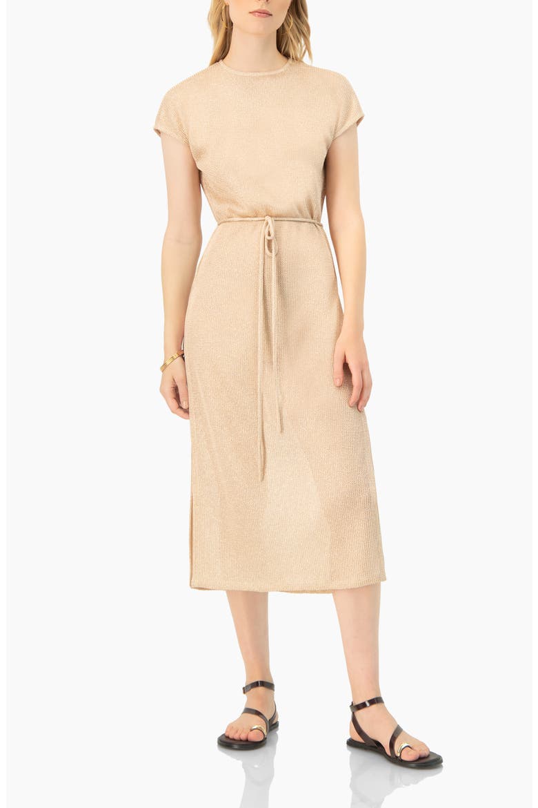 Knitted Tunic With Side Slits, Main, color, Gold