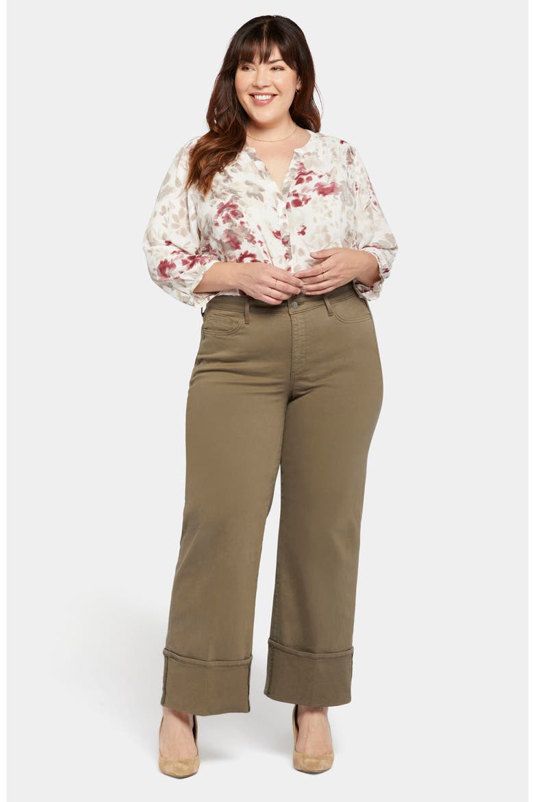 Teresa Deep Cuff Wide Leg Jeans, Alternate, color, RIPE OLIVE
