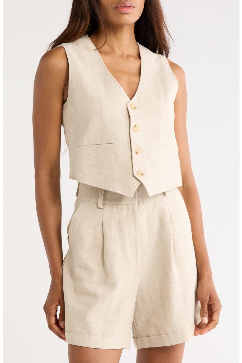 Alix Linen & Cotton Vest, Main, color, BEIGE