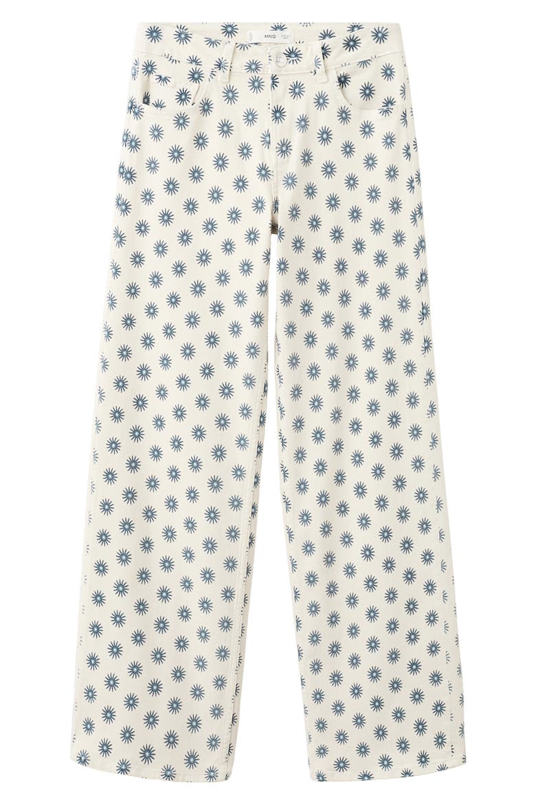 Printed Stretch Cotton Wide Leg Jeans, Alternate, color, OFF WHITE