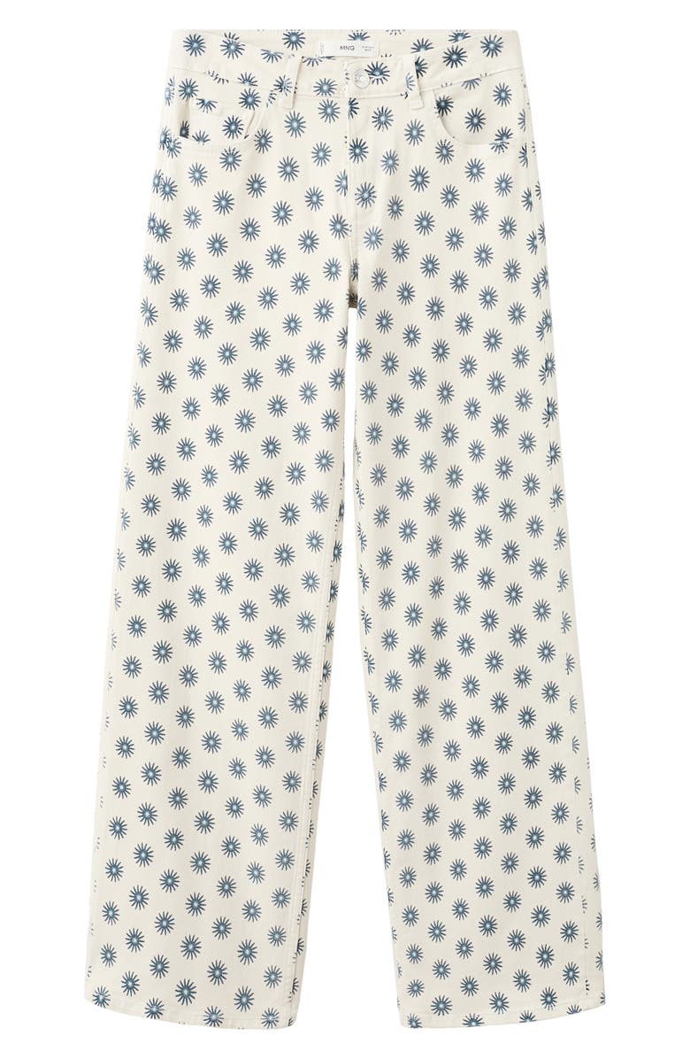 MANGO TEEN Printed Stretch Cotton Wide Leg Jeans, Alternate, color, Off White