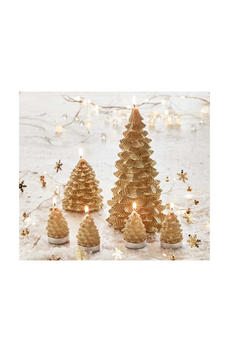 tag Gold Fir Tree Sculpted Candle Holiday Decor Christmas, Alternate, color, Gold