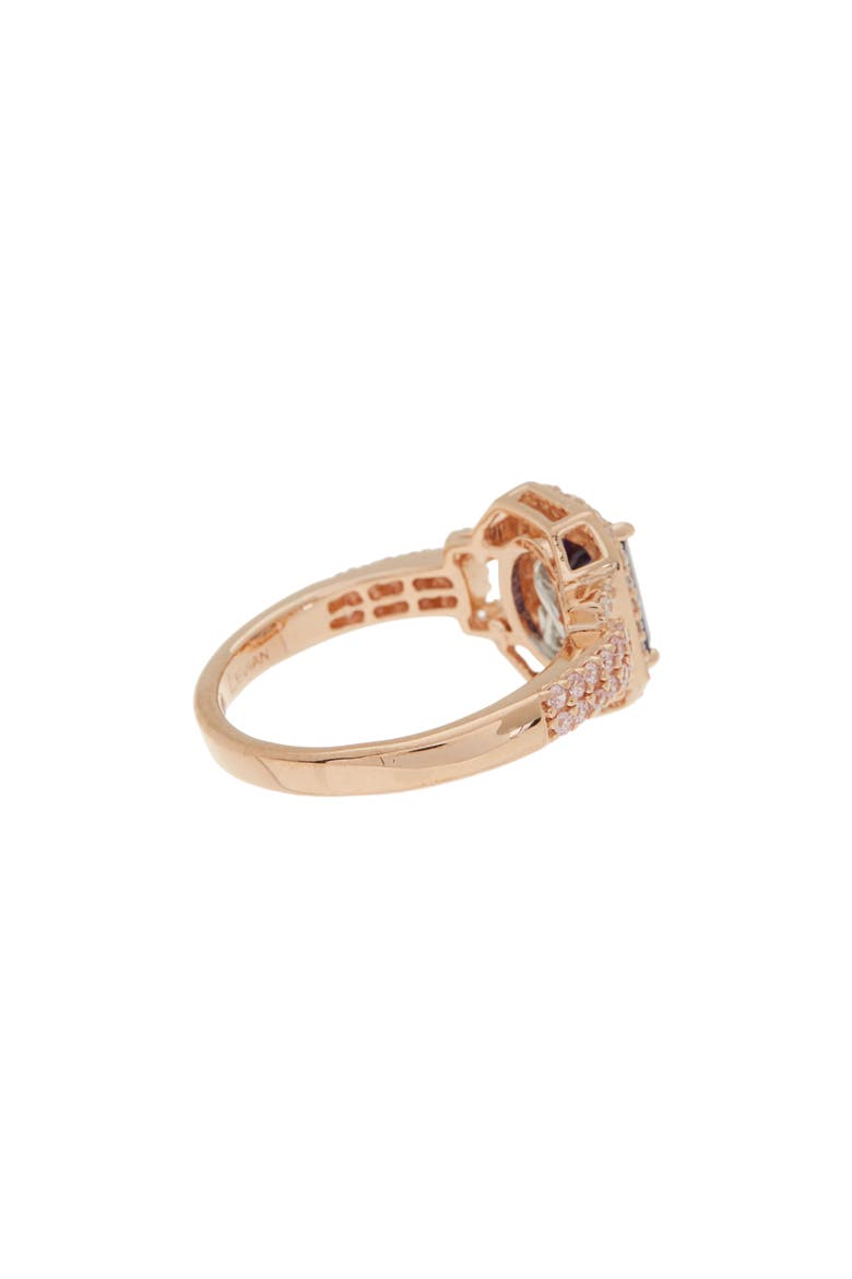 Goldtone Plated Sterling Silver Blue Pink Cubic Zirconia Bridal Ring, Alternate, color, BLUE