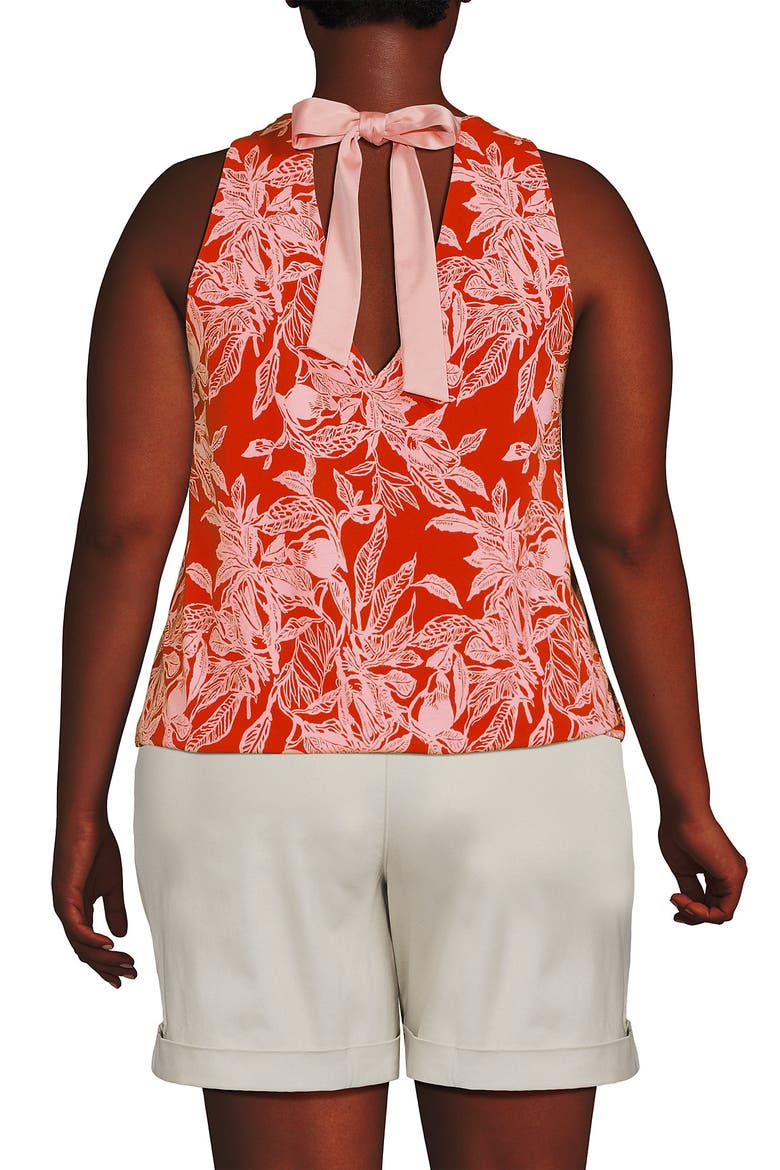 Lightweight Jersey Blouson Vneck Tank, Alternate, color, Orange/Peach Etched Leaves
