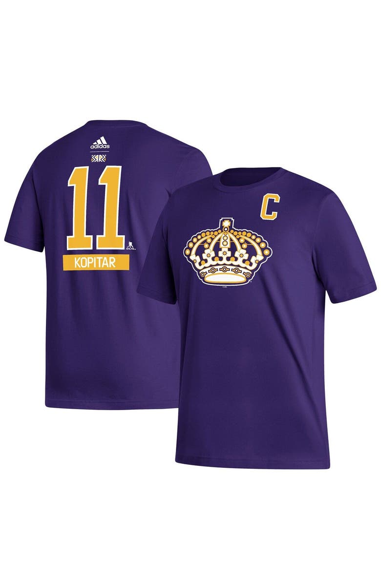 adidas Men's adidas Anze Kopitar Purple Los Angeles Kings Reverse Retro 2.0 Name & Number T-Shirt, Main, color, 