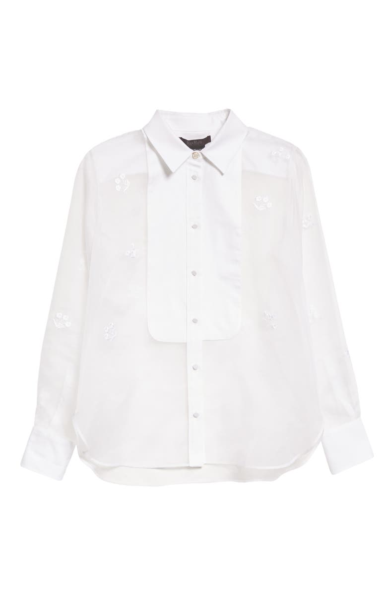 Max Mara Damara Embroidered Silk & Cotton Button-Up Shirt, Alternate, color,