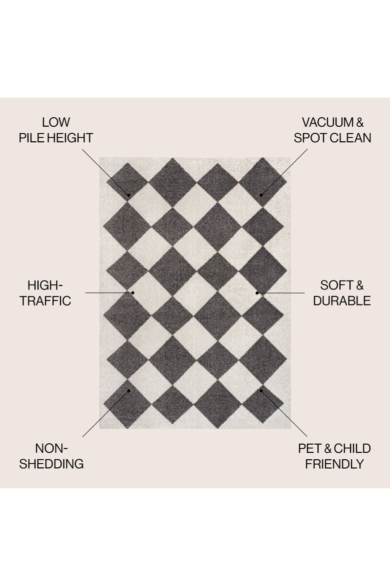 Draper Classic Geometric Diamond Pattern Area Rug, Alternate, color, White/Dark Gray