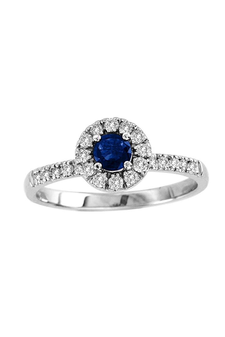 14K Gold Blue Sapphire & Diamond Accent Petite Bridal Ring, Main, color, Blue