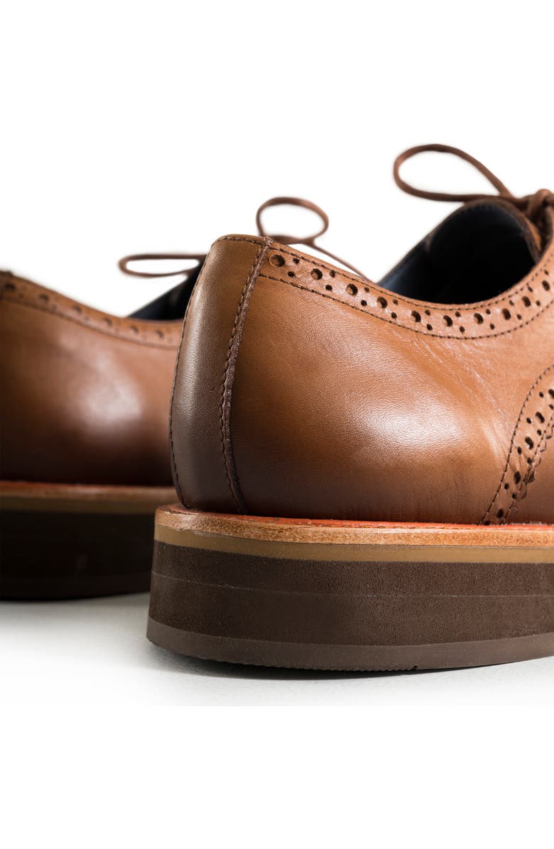 Velez Brogue Leather Shoes with Traditional Cuts, Alternate, color, Honey