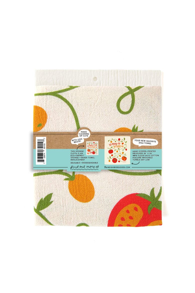 Tomato Dish Towel + Sponge Cloth Gift Set, Alternate, color, Red