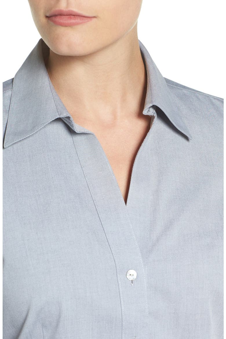 Fitted Cotton Shirt, Alternate, color, SILVER